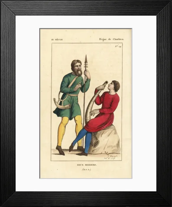 Framed Print : Two shepherds, 9th century Framed Print : Two shepherds, 9th century