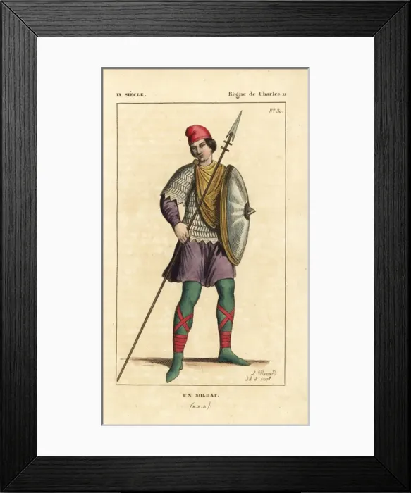 Framed Print : French soldier, 9th century Framed Print : French soldier, 9th century