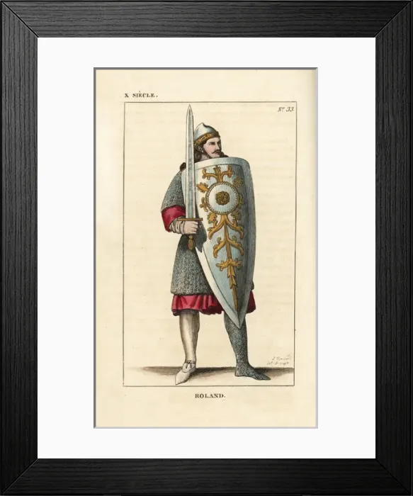 Framed Print : The paladin Roland, from the Song of Roland, 12th century Framed Print : The paladin Roland, from the Song of Roland, 12th century