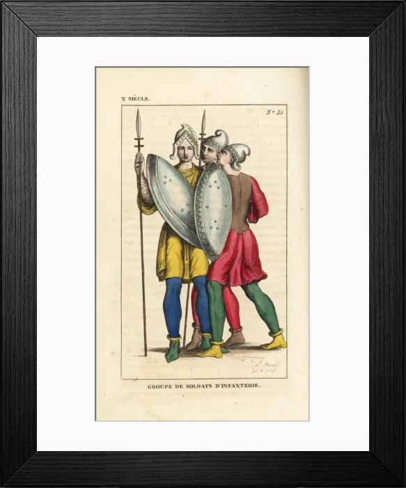 Framed Print : French infantry soldiers, 10th century Framed Print : French infantry soldiers, 10th century