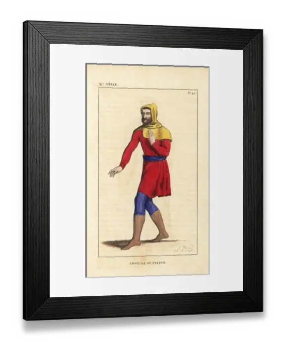 Framed Print : Costume of the common man, 11th century Framed Print : Costume of the common man, 11th century