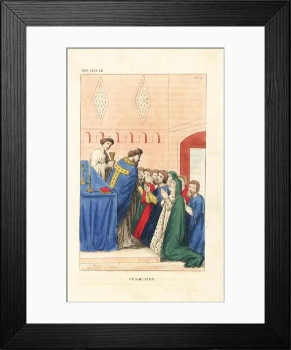 Framed Print : Holy communion ceremony, 12th century Framed Print : Holy communion ceremony, 12th century