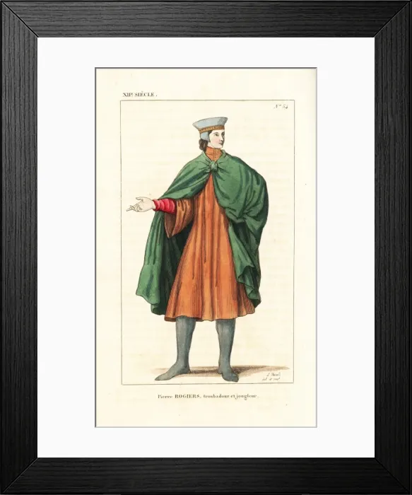 Framed Print : Pierre Rogiers, troubadour and musician, 12th century Framed Print : Pierre Rogiers, troubadour and musician, 12th century