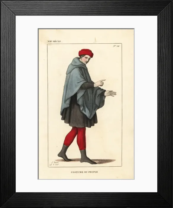 Framed Print : Costume of a common man, 12th century Framed Print : Costume of a common man, 12th century