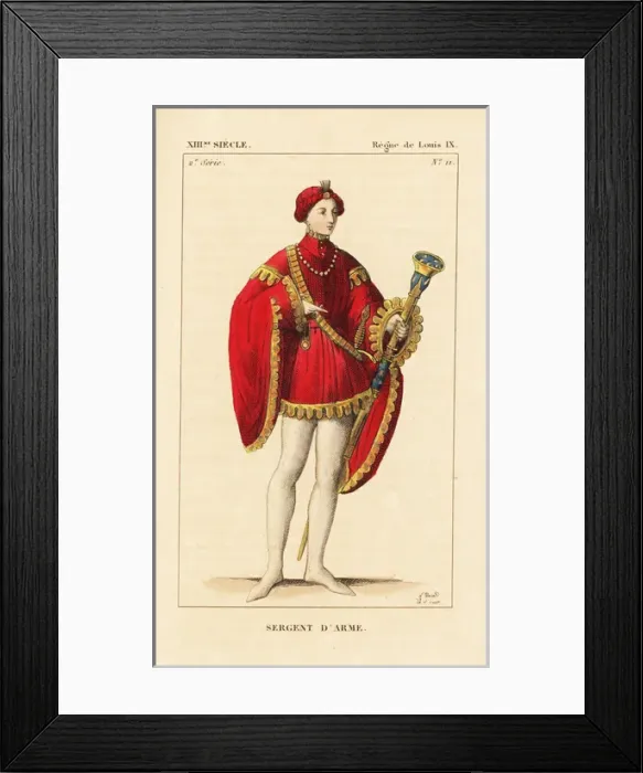 Framed Print : Sergeant at arms, royal guard, mace-bearer, 13th century Framed Print : Sergeant at arms, royal guard, mace-bearer, 13th century