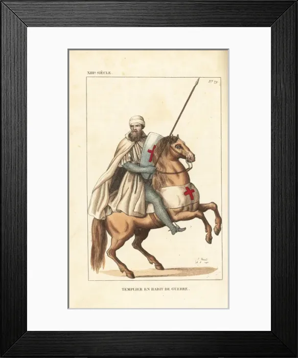 Framed Print : Knight Templar in combat uniform, 13th century Framed Print : Knight Templar in combat uniform, 13th century