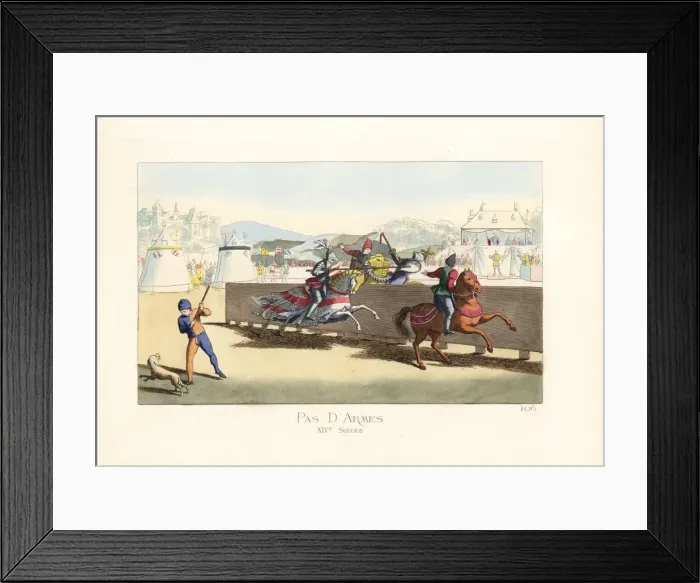 Framed Print : Jousting knights at a tournament, 14th century Framed Print : Jousting knights at a tournament, 14th century