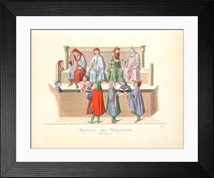 Framed Print : Merchant tribunal, Italy, 15th century