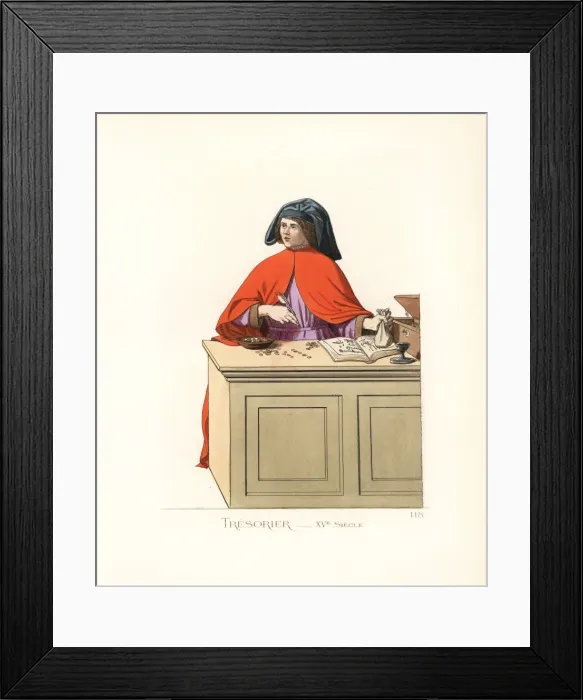 Framed Print : Costume of an Italian accountant or treasurer, 15th century Framed Print : Costume of an Italian accountant or treasurer, 15th century