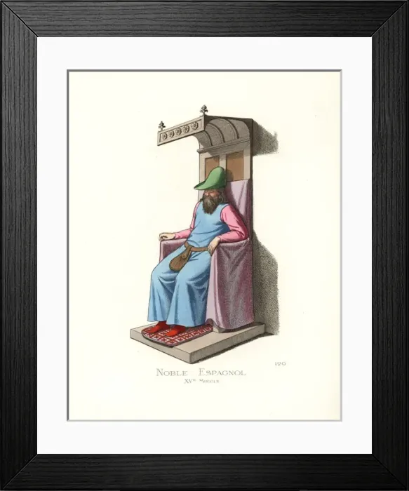 Framed Print : Costume of a Spanish nobleman, 15th century Framed Print : Costume of a Spanish nobleman, 15th century