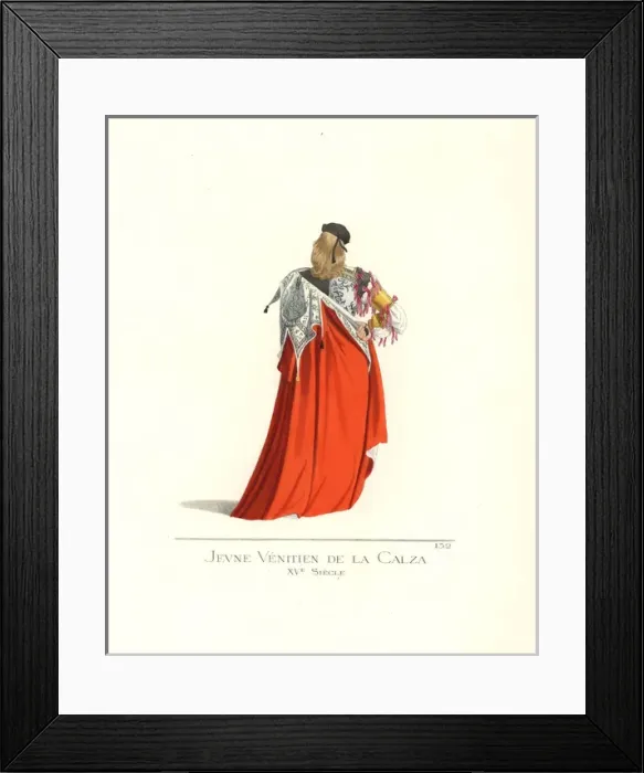Framed Print : Member of a Compagnie della Calza, Venice, 15th century
