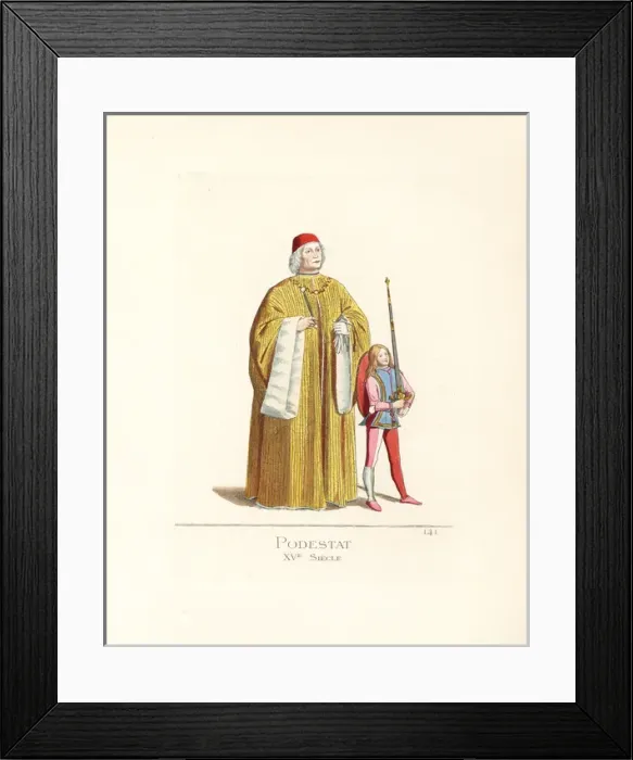 Framed Print : Podesta and page, 15th century Framed Print : Podesta and page, 15th century