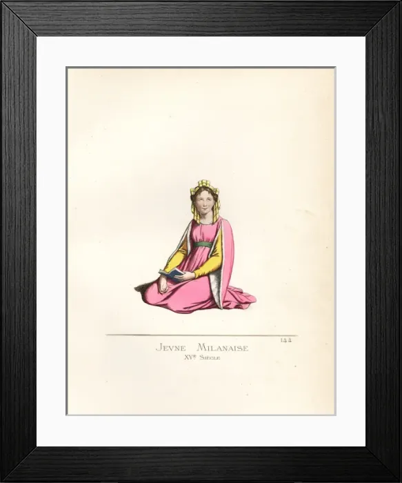 Framed Print : Fashion of a young woman of Milan, 15th century Framed Print : Fashion of a young woman of Milan, 15th century