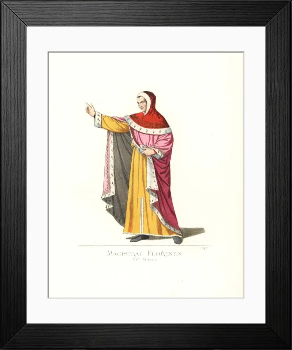Framed Print : Costume of a government magistrate in Florence Framed Print : Costume of a government magistrate in Florence