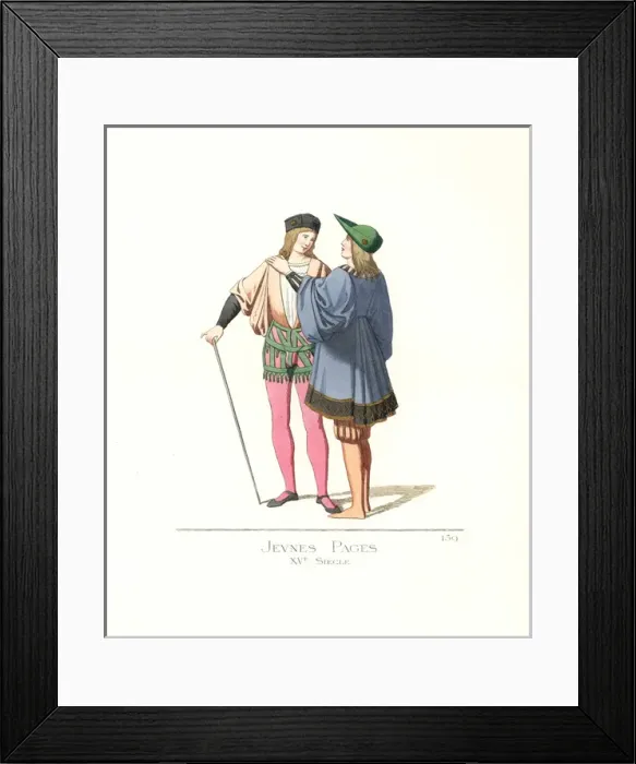 Framed Print : Young page boys, 15th century Framed Print : Young page boys, 15th century