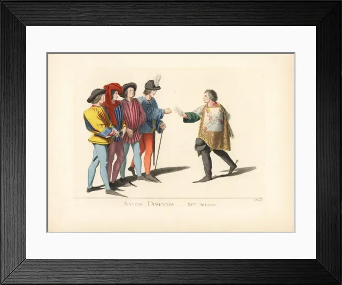 Framed Print : Four tournament judges and king of arms, 15th century Framed Print : Four tournament judges and king of arms, 15th century