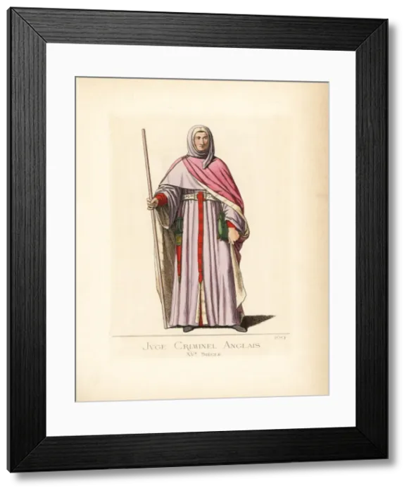 Framed Print : Costume of an English criminal judge, 15th century Framed Print : Costume of an English criminal judge, 15th century