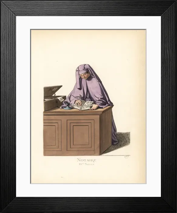 Framed Print : Costume of an Italian state notary, 15th century Framed Print : Costume of an Italian state notary, 15th century