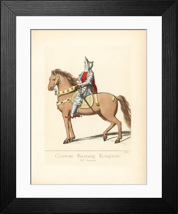Framed Print : Florentine gentleman in military costume, 15th century Framed Print : Florentine gentleman in military costume, 15th century