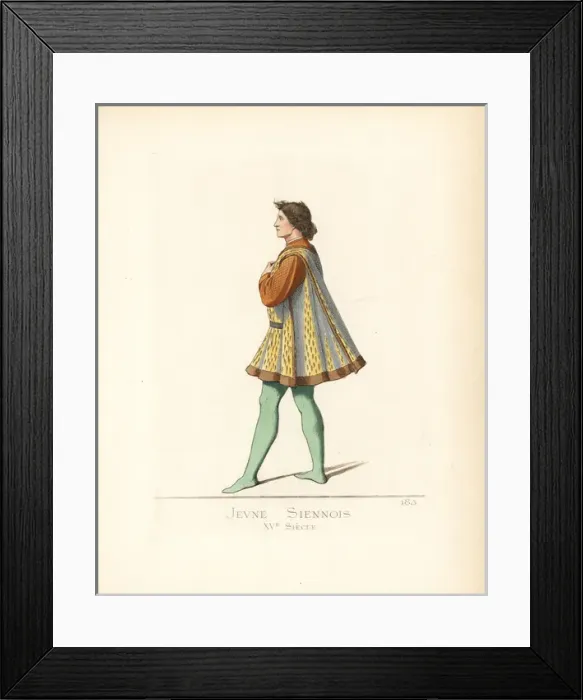 Framed Print : Costume of a young man of Siena, 15th century Framed Print : Costume of a young man of Siena, 15th century