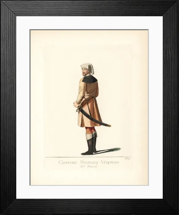 Framed Print : Costume of a soldier of Verona, 15th century Framed Print : Costume of a soldier of Verona, 15th century