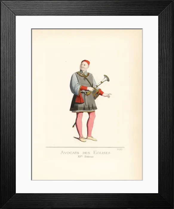 Framed Print : Costume of a secular lawyer to the church, 15th century Framed Print : Costume of a secular lawyer to the church, 15th century