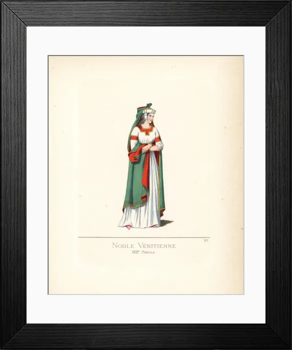 Framed Print : Costume of a matron of Florence, 15th century Framed Print : Costume of a matron of Florence, 15th century