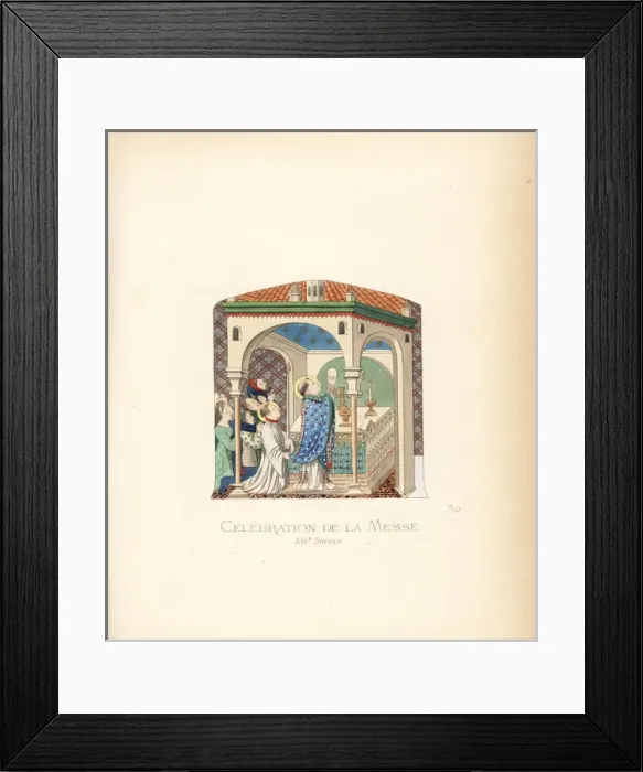 Framed Print : Celebrating a mass, 14th century Framed Print : Celebrating a mass, 14th century