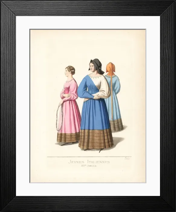Framed Print : Young Italian women, 14th century Framed Print : Young Italian women, 14th century