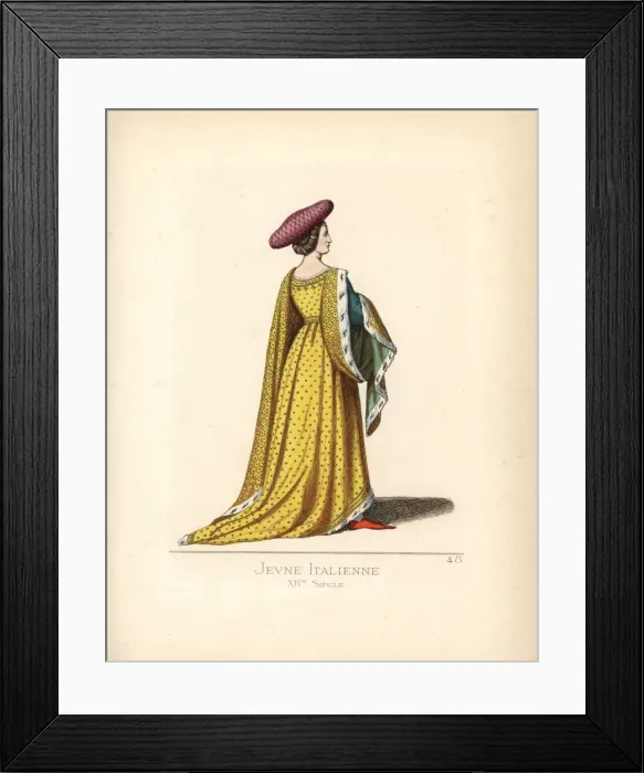 Framed Print : Young Italian woman in turban, 14th century Framed Print : Young Italian woman in turban, 14th century