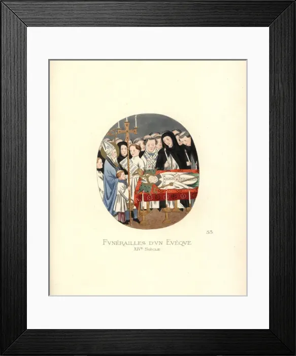 Framed Print : Funeral of a bishop, 14th century Framed Print : Funeral of a bishop, 14th century