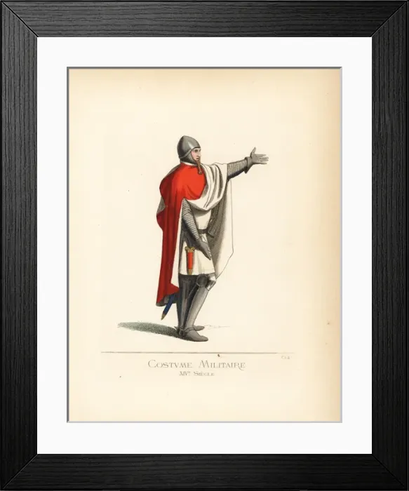 Framed Print : Italian military costume, 14th century Framed Print : Italian military costume, 14th century