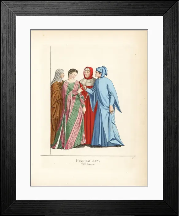 Framed Print : Engagement ceremony, 13th century Framed Print : Engagement ceremony, 13th century