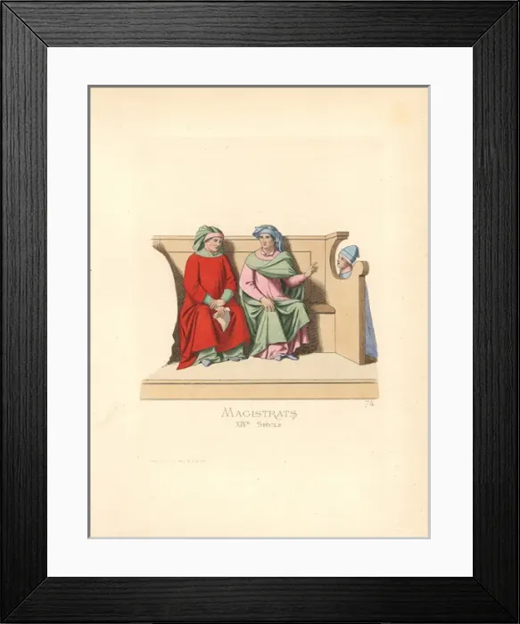 Framed Print : Magistrates of the court in Siena, Italy, 14th century Framed Print : Magistrates of the court in Siena, Italy, 14th century