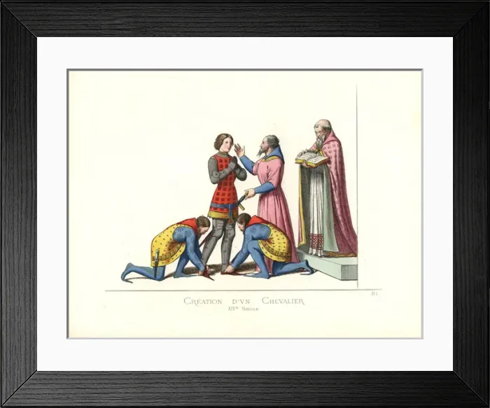 Framed Print : A young man receiving a knighthood, 14th century Framed Print : A young man receiving a knighthood, 14th century