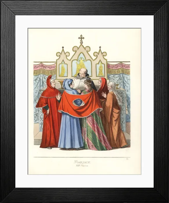 Framed Print : Marriage ceremony, 13th century Framed Print : Marriage ceremony, 13th century