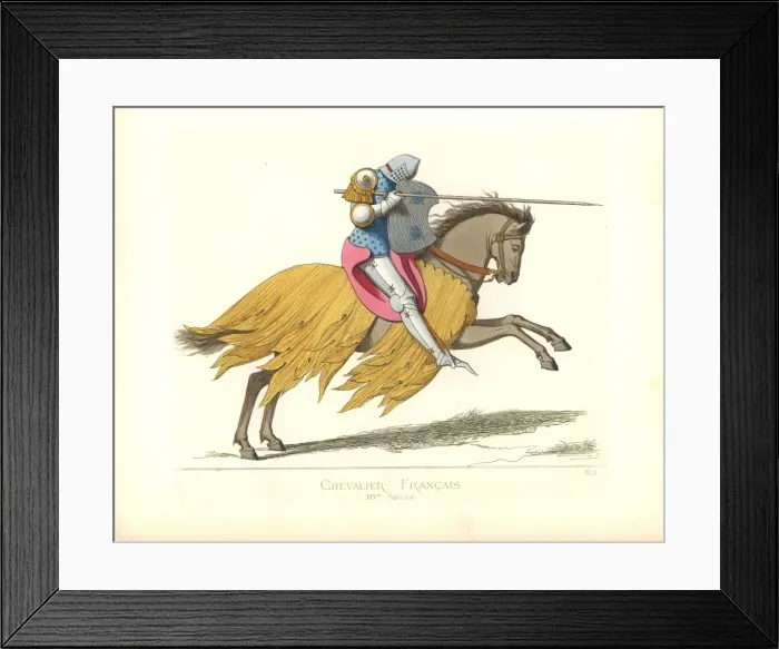 Framed Print : French knight on horseback for a tournament, 14th century Framed Print : French knight on horseback for a tournament, 14th century