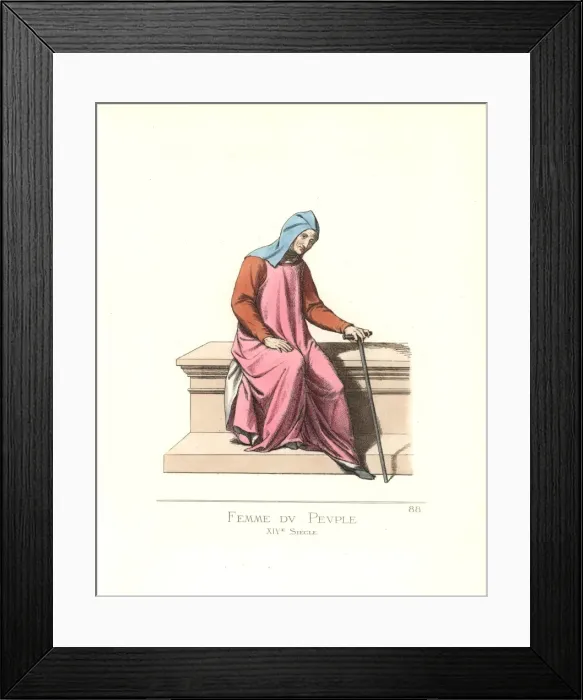 Framed Print : Costume of a common woman, 14th century Framed Print : Costume of a common woman, 14th century