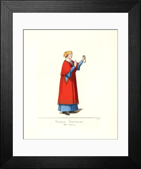 Framed Print : Costume of a nobleman of Siena, Italy, 14th century Framed Print : Costume of a nobleman of Siena, Italy, 14th century