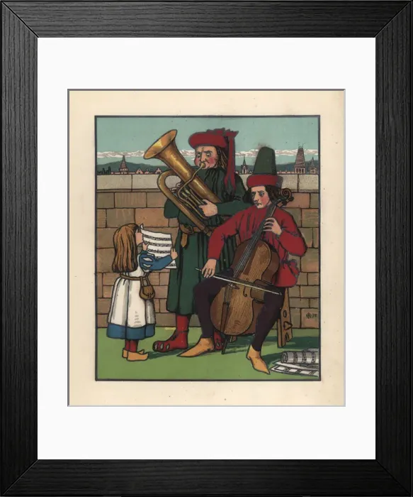 Framed Print : Young girl holding up a musical score for two Framed Print : Young girl holding up a musical score for two