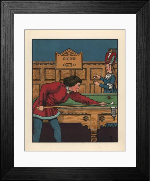 Framed Print : Medieval man playing a game of snooker Framed Print : Medieval man playing a game of snooker