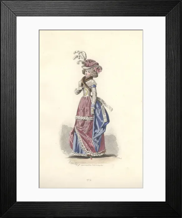 Framed Print : Woman in revolutionary tricolor outfit: striped Framed Print : Woman in revolutionary tricolor outfit: striped