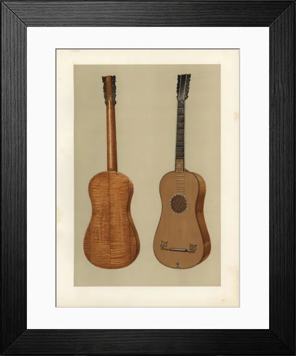 Framed Print : Guitar with beautiful arabesque rose made by Framed Print : Guitar with beautiful arabesque rose made by