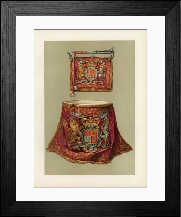 Framed Print : Silver state trumpet and kettledrum with the Royal Arms Framed Print : Silver state trumpet and kettledrum with the Royal Arms