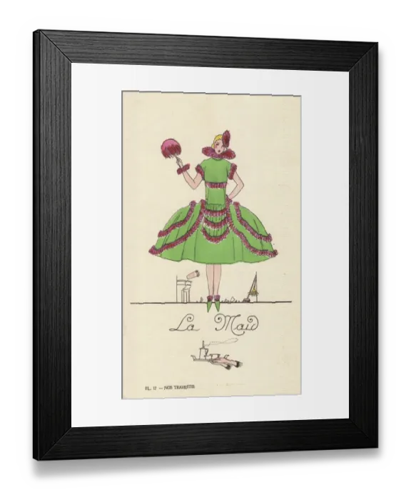 Framed Print : Woman in fancy dress costume as a maid Framed Print : Woman in fancy dress costume as a maid