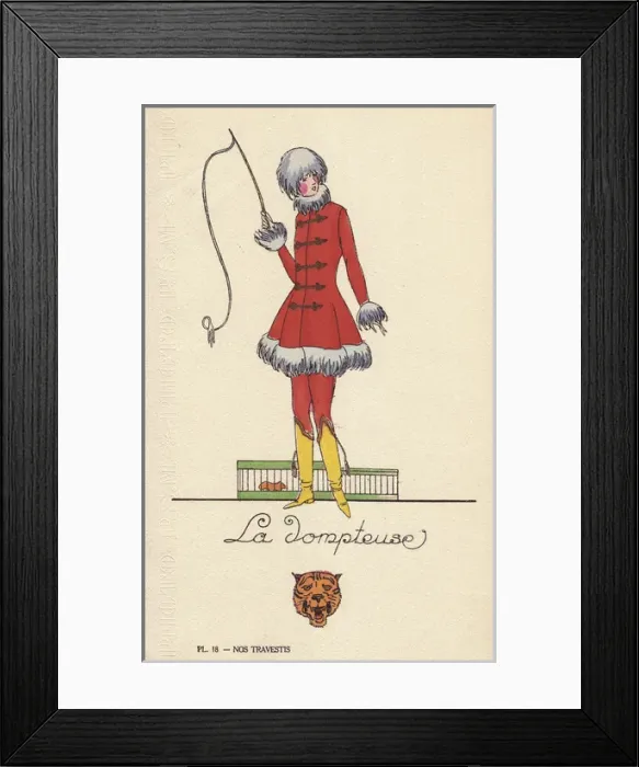 Framed Print : Woman in lion tamer costume Framed Print : Woman in lion tamer costume