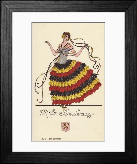 Framed Print : Woman in fancy dress costume as Mademoiselle Beulemans Framed Print : Woman in fancy dress costume as Mademoiselle Beulemans