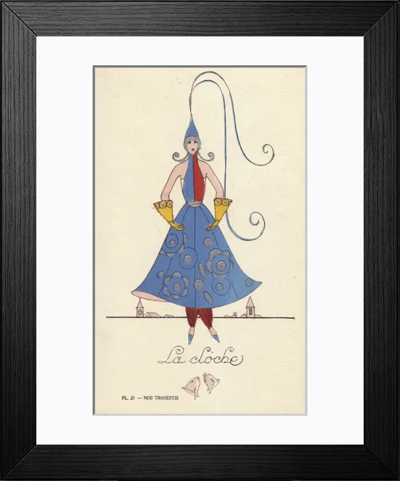 Framed Print : Woman in bell fancy dress costume, la cloche Framed Print : Woman in bell fancy dress costume, la cloche