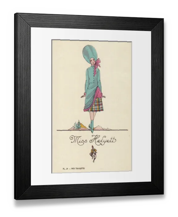 Framed Print : Woman in fancy dress costume as Miss Helyett Framed Print : Woman in fancy dress costume as Miss Helyett