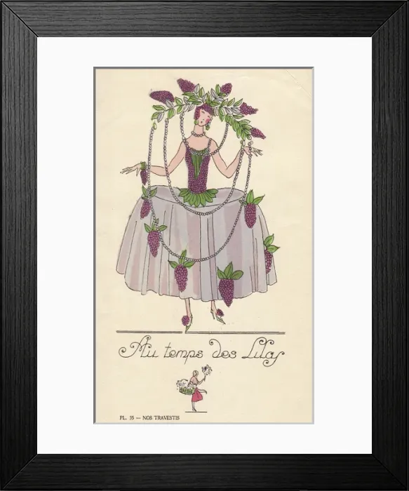 Framed Print : Woman in fancy dress costume as lilac flowers